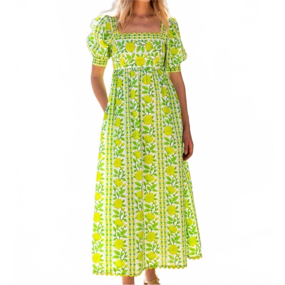 PINK CITY PRINTS lemon Lime Floral Maxi “Elizabeth” Dress